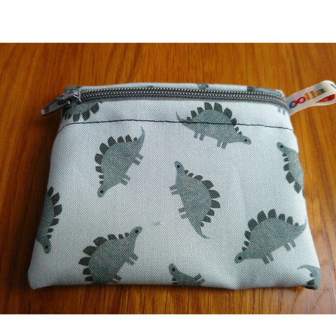 Snack Bag, Pouch for Food, Organise, Store, Protect, Eco-Friendly and Washable Lunch, Travel, and Storage - Pippins Grey Dino Stegosaurus