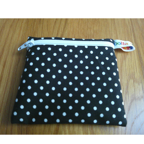 Snack Bag, Pouch for Food, Organise, Store, Protect, Eco-Friendly and Washable Lunch, Travel, and Storage - Pippins Black Polka Dot