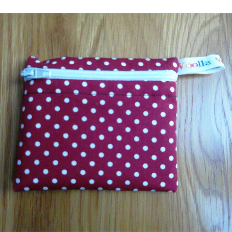 Snack Bag, Pouch for Food, Organise, Store, Protect, Eco-Friendly and Washable Lunch, Travel, and Storage - Pippins Wine Polka Dot