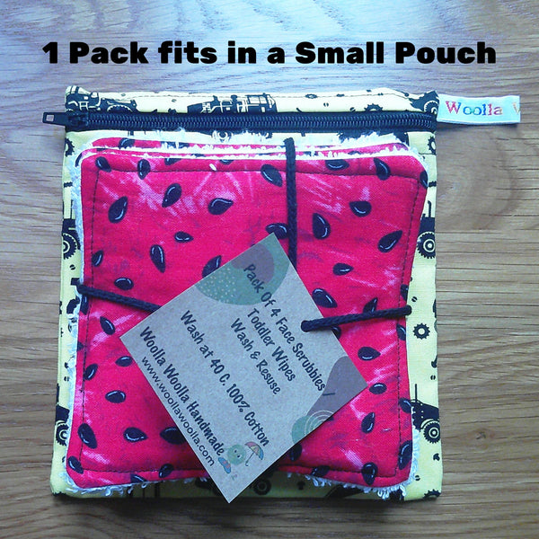 Reusable Cotton Wipes - Make Up - Toddler - Finger Wipes: 4 Pack Daisy Ladybird, Eco-Friendly Skincare