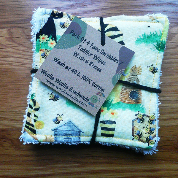 Reusable Cotton Wipes - Make Up - Toddler - Finger Wipes: 4 Pack Plushie Fur 2D, Eco-Friendly Skincare