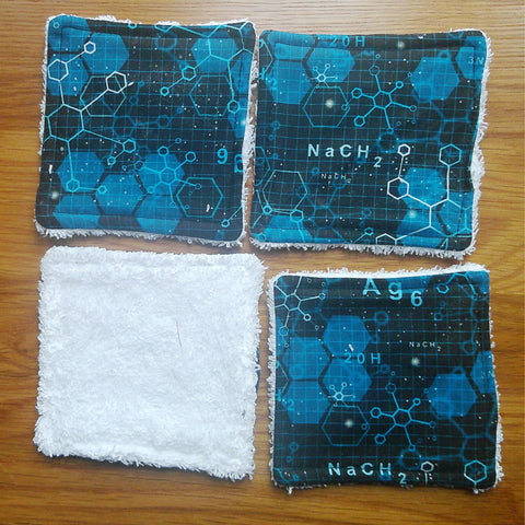 Reusable Face Wipes, Reusable Cotton Pads, Washable Wipes, Makeup Remover Pads, Baby Wipes, Reusable Cleaning Pads 4 Pck Science Chemistry