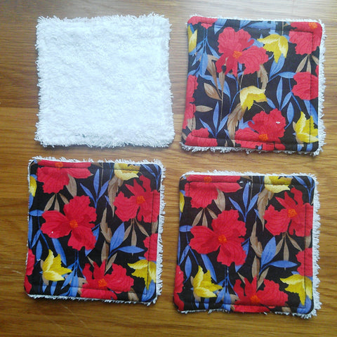 Reusable Face Wipes, Reusable Cotton Pads, Washable Wipes, Makeup Remover Pads, Baby Wipes, Reusable Cleaning Pads 4 Pck Charlotte Floral