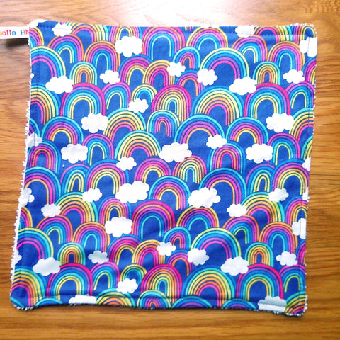 Face Flannel, Towel backed cloth, Wash Cloth, UnPaper Towel, Face Wipe, Makeup Remover, Eco Friendly, Plastic Free - Purple Rainbow