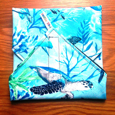 Reusable Sandwich Wrap, Wax Wrap Alternative Vegan Sustainable Sandwiches -Eco Zero Waste Hook & Loop Fastener - Sea Turtle