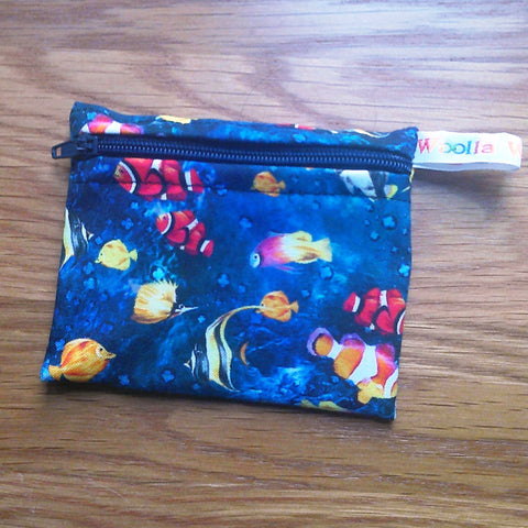 Snack Bag, Coin Purse, Pouch for Food, Organise, Store, Protect, Eco-Friendly and Washable Lunch, Travel, and Storage - Tropical Fish
