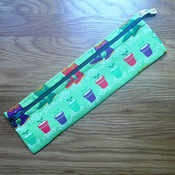 Straw Cutlery Pouch Washable Reusable Chopstick Utensil Crochet Hook Pencil Pen Case Waterproof Lined Zip Pouch Eco Gardening