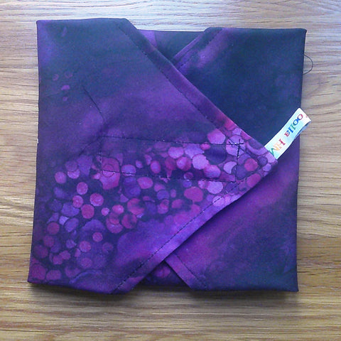 Reusable Sandwich Wrap, Wax Wrap Alternative Vegan Sustainable Sandwiches -Eco Zero Waste Hook & Loop Fastener - Deep Purple Fusion