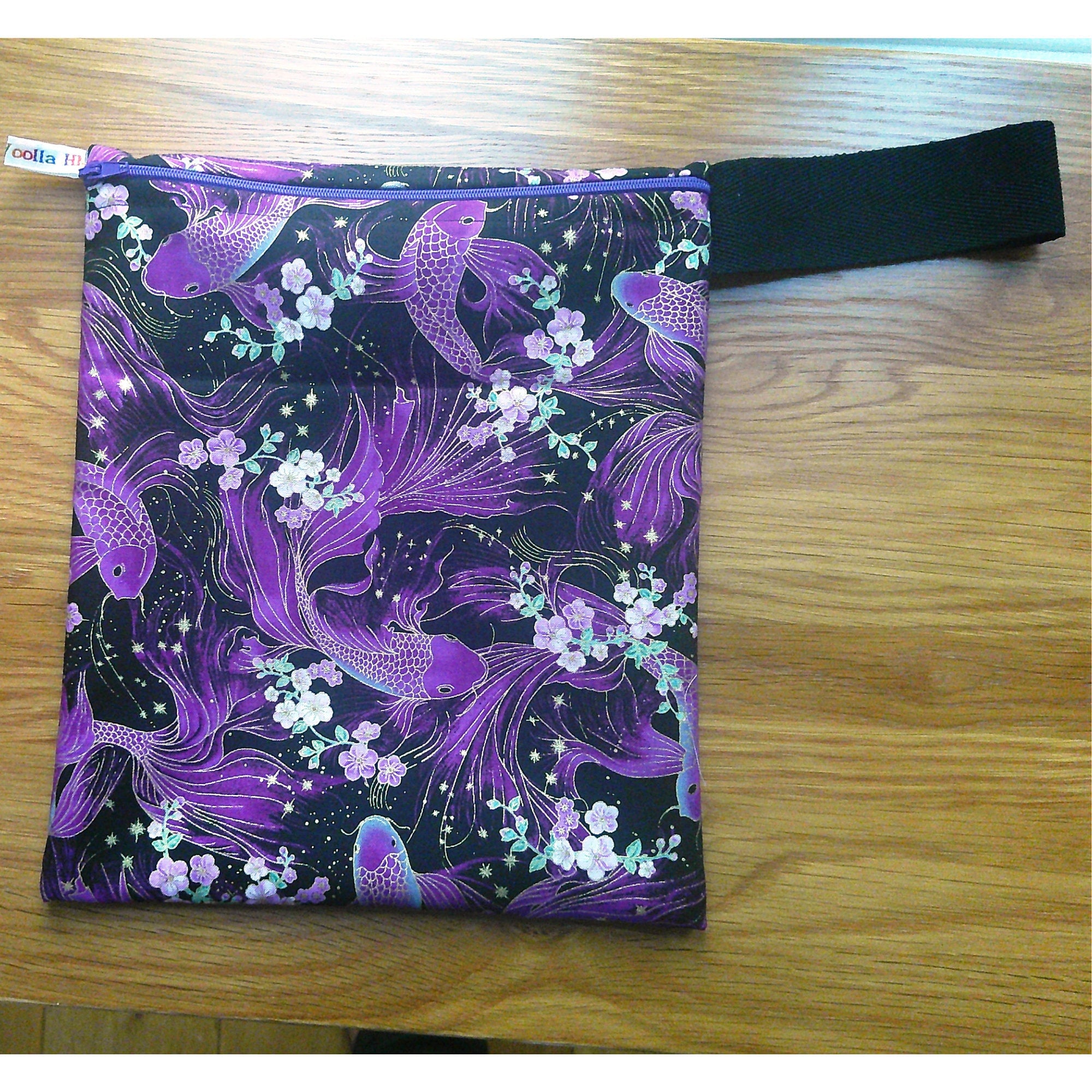 Washable Lunch Bag, Travel Toiletry Bag, School Lunch Box, Reusable Lunch Bag, Travel Makeup Bag, Reusable Wipe, Gym Bag  Purple Koi