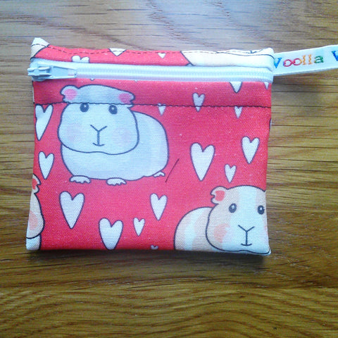 Snack Bag, Coin Purse, Pouch for Food, Organise, Store, Protect, Eco-Friendly and Washable Lunch, Travel, and Storage - Love Guinea Pig