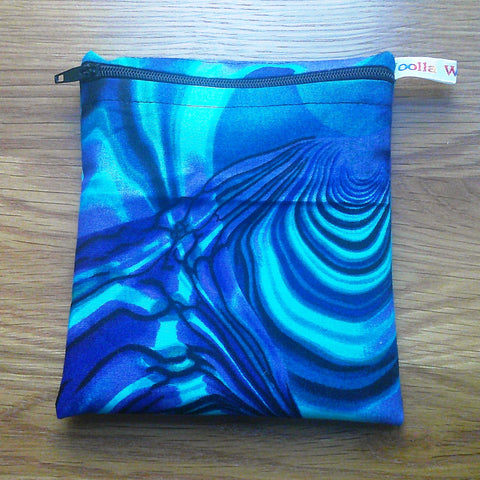 Reusable Snack Bag - Bikini Bag - Lunch Bag - Make Up Bag Small Poppins Waterproof Lined Zip Pouch - Sandwich - Period - Groovy Swirls