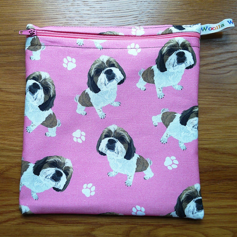 Reusable Sandwich Bag, Sanitary Pads Bag, Bagel Holder, Travel Makeup Bag Reusable Snack Pouch, Vegan Snack Box, Zip, Small Toy Dog