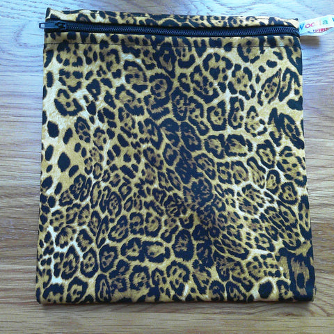 Reusable Sandwich Bag, Sanitary Pads Bag, Bagel Holder, Travel Makeup Bag Reusable Snack Pouch, Vegan Snack, Zippper, Lynx Animal Print