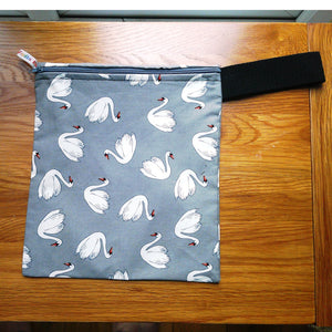 Washable Lunch Bag, Travel Toiletry Bag, School Lunch Box, Reusable Lunch Bag, Travel Makeup Bag, Reusable Wipe, Gym Bag Bevy of Swans Grey