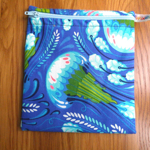 Reusable Snack Bag - Bikini Bag - Lunch Bag - Make Up Bag Small Poppins Waterproof Lined Zip Pouch - Sandwich - Period - Jelly Swirl