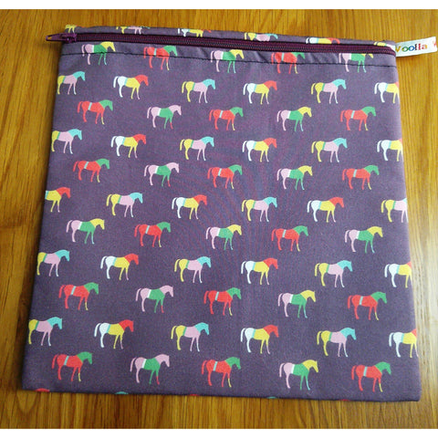 Large Waterproof Lined Pouch: Horse Print, Food Safe