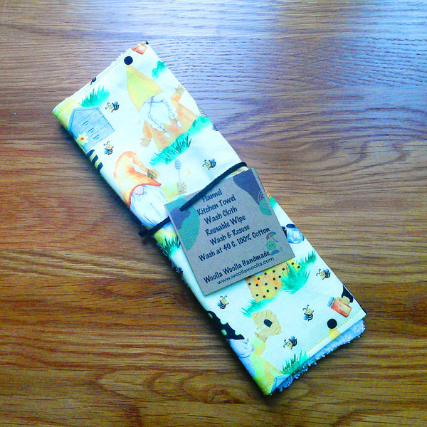 Reusable Cotton Face Cloth: Tractor Tracks Print, Eco-Friendly Wipe