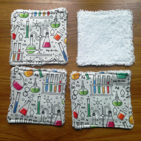 Reusable Face Wipes, Reusable Cotton Pads, Washable Wipes, Makeup Remover Pads, Baby Wipes, Reusable Cleaning Pads 4 Pack Science Lab