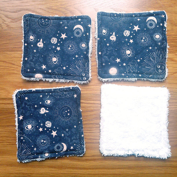 Reusable Face Wipes, Reusable Cotton Pads, Washable Wipes, Makeup Remover Pads, Baby Wipes, Reusable Cleaning Pads 4 Pck Blush Celestial