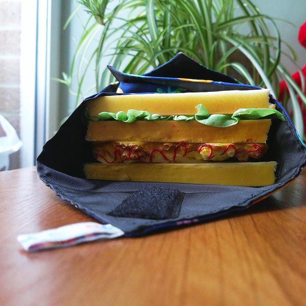 Reusable Sandwich Wrap, Wax Wrap Alternative Vegan Sustainable Sandwiches -Eco Zero Waste Hook & Loop Fastener - Red Fluffs