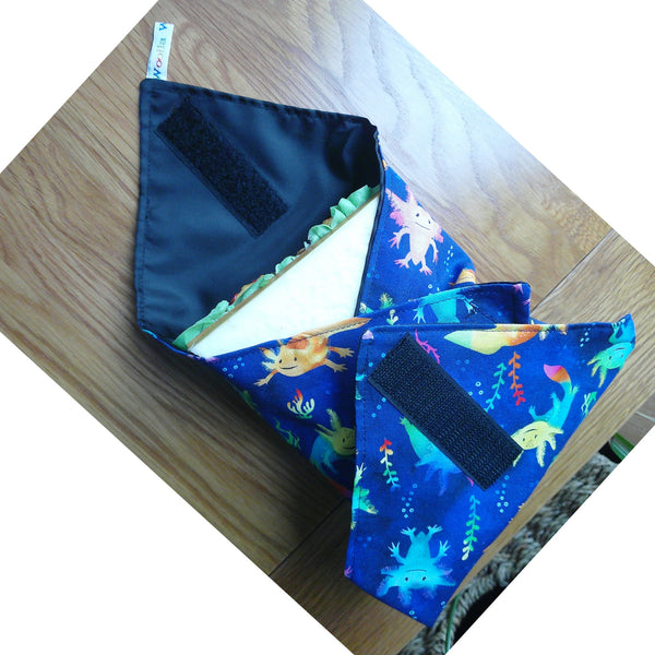 Reusable Sandwich Wrap, Wax Wrap Alternative Vegan Sustainable Sandwiches -Eco Zero Waste Hook & Loop Fastener  - Teal Koi