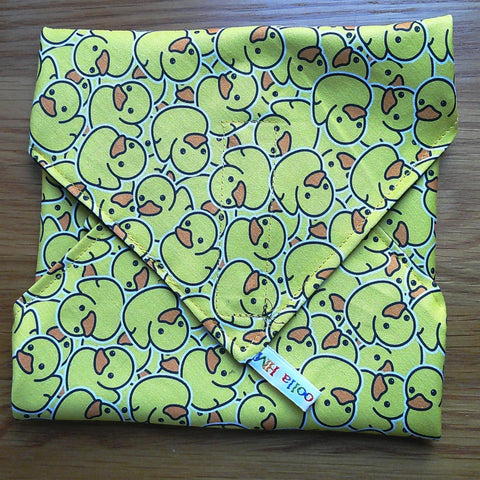 Reusable Sandwich Wrap, Wax Wrap Alternative Vegan Sustainable Sandwiches -Eco Zero Waste Hook & Loop Fastener - Little Rubber Ducky