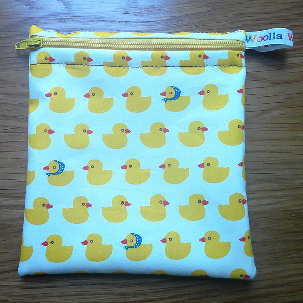 Reusable Snack Bag - Bikini Bag - Lunch Bag - Make Up Bag Small Poppins Waterproof Lined Zip Pouch - Sandwich - Period - Duck Scarf