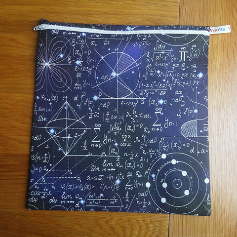 Large Food Storage, Bikini Bag,  Toiletries Pouch, Charger Store, Zipper Beauty Organiser, Craft Box, Waterproof Lined  - Science Equations