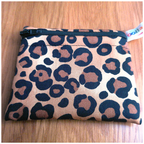 Small Reusable Cotton Pouch Eco-Friendly Waterproof Snack Bag, Plastic-Free Zip Bag for Travel, Accessories, Organization Leopard Print Anim