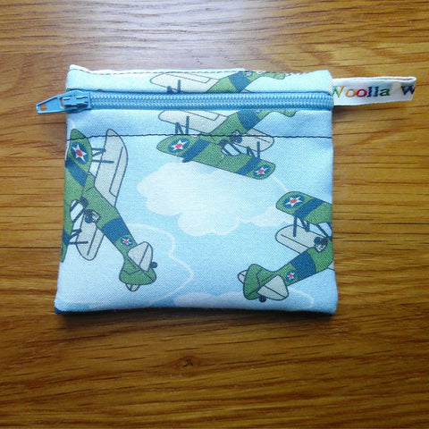 Snack Bag, Coin Purse, Pouch for Food, Organise, Store, Protect, Eco-Friendly and Washable Lunch, Travel, and Storage - Bi Plane
