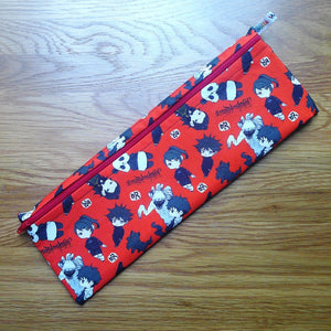 Straw Cutlery Pouch Extra Large, Toothbrush case, Pencil Bag, Crochet Hook Zip Pouch, Chopstick Case Picnic Work Lunch Eco Red Anime Panda