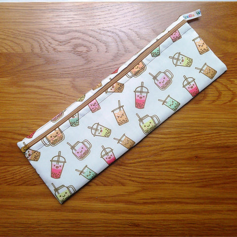 Straw Cutlery Pouch Extra Large, Toothbrush case, Pencil Bag, Crochet Hook Zip Pouch, Chopstick Case Picnic Work Lunch Eco Bubble Tea