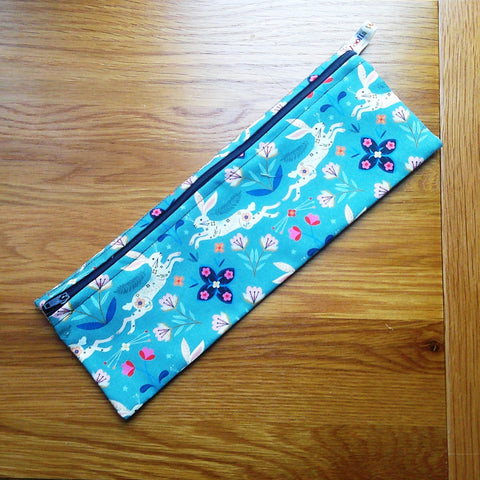 Straw Cutlery Pouch Extra Large, Toothbrush case, Pencil Bag, Crochet Hook Zip Pouch, Chopstick Case Picnic Work Lunch Eco Flick of Hares