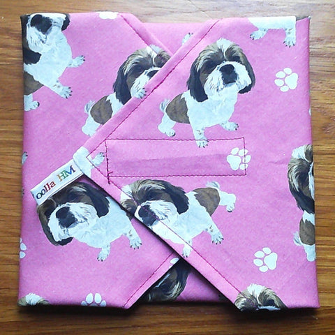 Reusable Sandwich Wrap, Wax Wrap Alternative Vegan Sustainable Sandwiches -Eco Zero Waste Hook & Loop Fastener - Shih Tzu Dogs