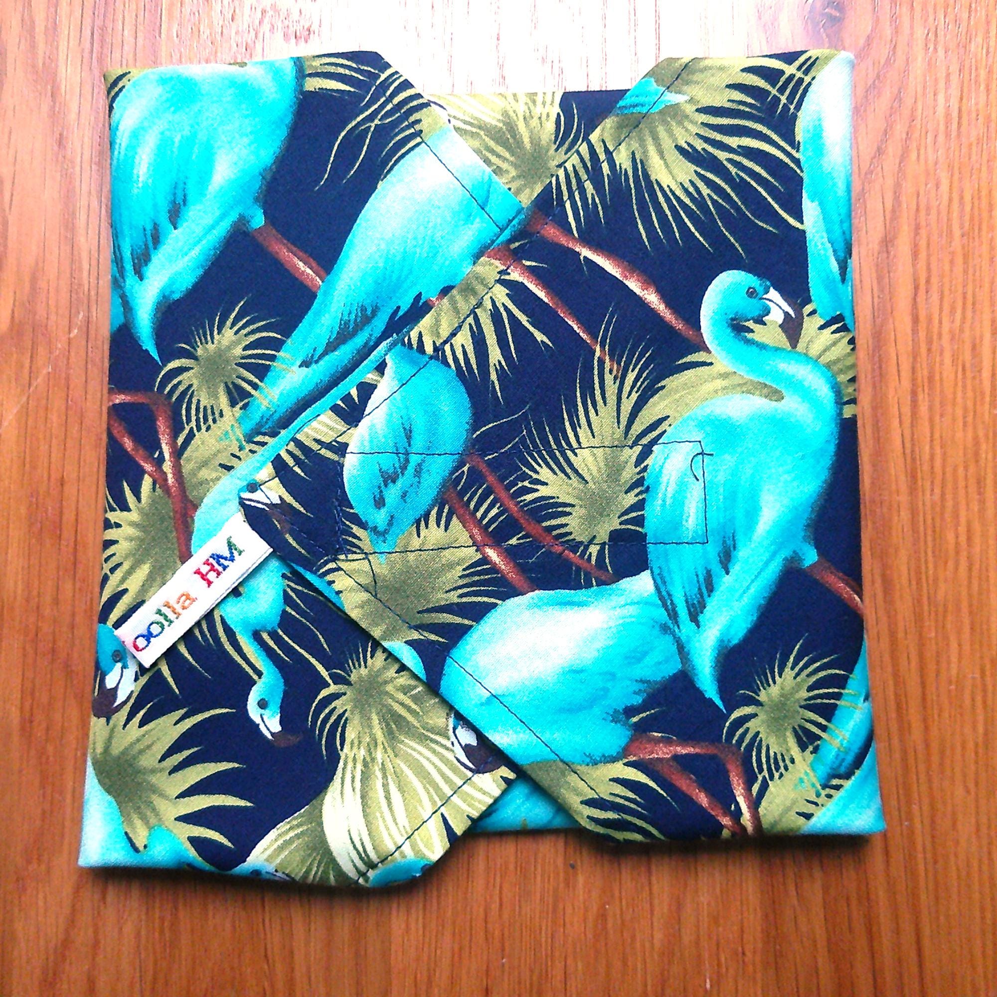 Reusable Sandwich Wrap, Wax Wrap Alternative Vegan Sustainable Sandwiches -Eco Zero Waste Hook & Loop Fastener Teal Flamingo