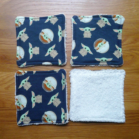 Reusable Face Wipes, Reusable Cotton Pads, Washable Wipes, Makeup Remover Pads, Baby Wipes, Reusable Cleaning Pads 4 Pck Space Baby