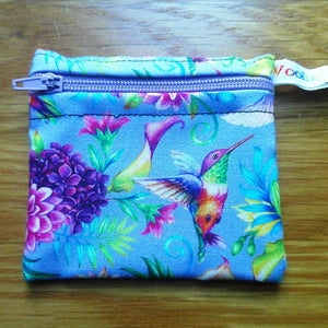 Snack Bag, Coin Purse, Pouch for Food, Organise, Store, Protect, Eco-Friendly and Washable Lunch, Travel, and Storage - Lilac Hummingbird