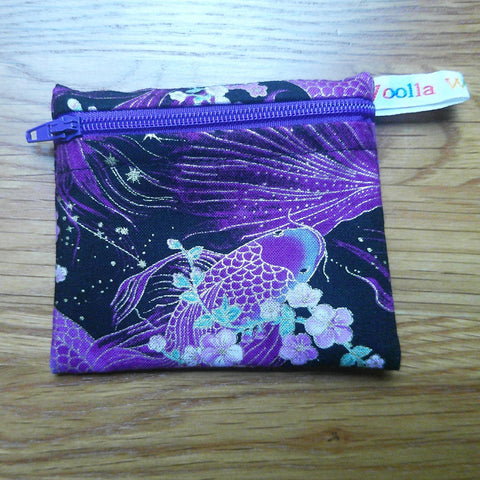 Snack Bag, Coin Purse, Pouch for Food, Organise, Store, Protect, Eco-Friendly and Washable Lunch, Travel, and Storage - Purple Koi