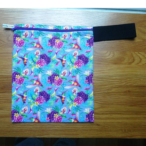 Washable Lunch Bag, Travel Toiletry Bag, School Lunch Box, Reusable Lunch Bag, Travel Makeup Bag, Reusable Wipe, Gym Bag Lilac Hummingbird