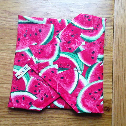 Reusable Sandwich Wrap, Wax Wrap Alternative Vegan Sustainable Sandwiches -Eco Zero Waste Hook & Loop Fastener - Watermelon Toss