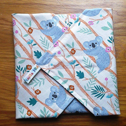 Reusable Sandwich Wrap, Wax Wrap Alternative Vegan Sustainable Sandwiches -Eco Zero Waste Hook & Loop Fastener - Koalas