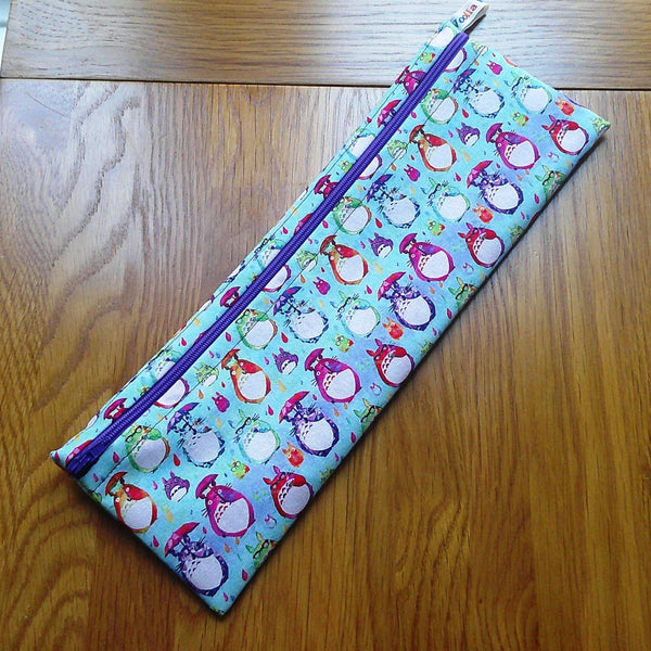 XL Straw Cutlery Pouch: Waterproof Anime Print Zip Case Umbrella