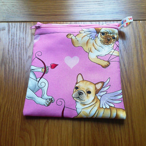 Reusable Snack Bag - Bikini Bag - Lunch Bag - Make Up Bag Small Poppins Waterproof Lined Zip Pouch - Sandwich - Period - Angel Dogs 3