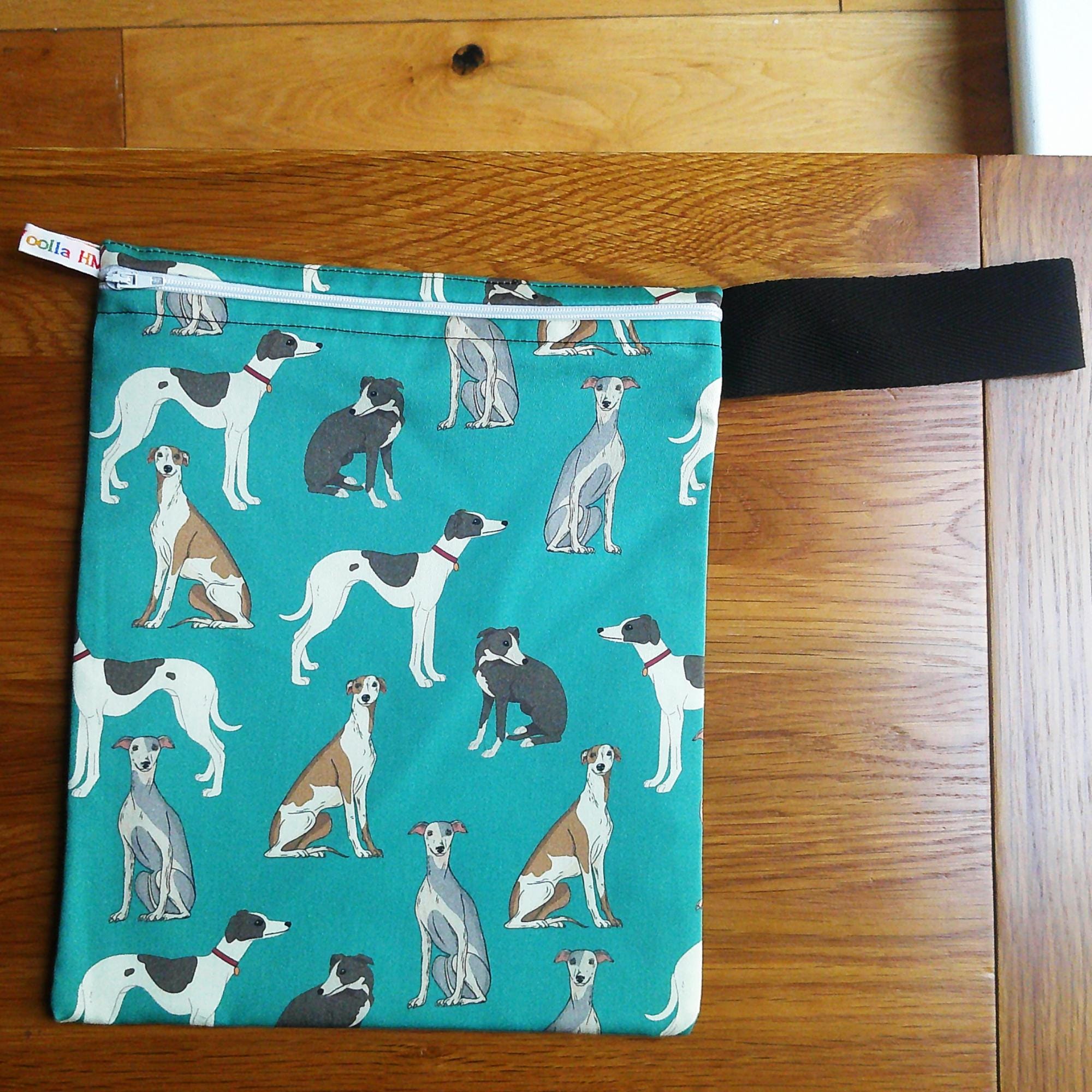 Washable Lunch Bag, Travel Toiletry Bag, School Lunch Box, Reusable Lunch Bag, Travel Makeup Bag, Reusable Wipes - Teal Whippet