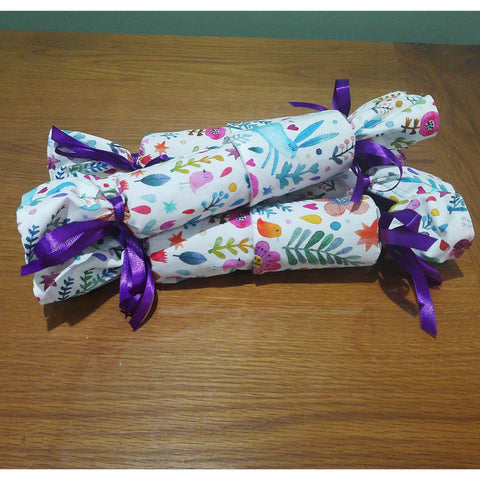 Bright Bloom Purple Ribbon Fabric Reusable  Easter Cracker Pullable Eco Friendly Crackers Zero Waste, Stocking Christmas Table Decoration