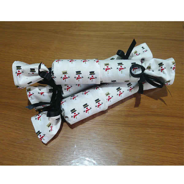 White Snowmen Fabric Reusable Christmas Cracker Pullable Eco Friendly Crackers Zero Waste, Stocking Christmas Table Decoration