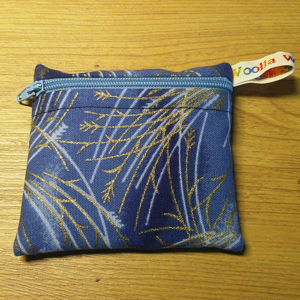 Snack Bag, Pouch for Food, Organise, Store, Protect, Eco-Friendly and Washable Lunch, Travel, and Storage - Blue Gold Stems