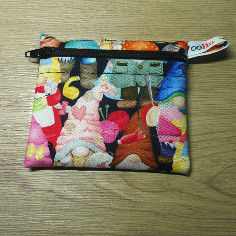 Gnome Tomte Snack Bag: Handmade Cotton Zipped Pouch