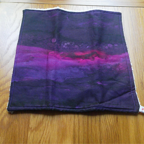 Face Flannel, Towel backed cloth, Wash Cloth, UnPaper Towel, Face Wipe, Makeup Remover, Eco Friendly, Plastic Free - Dark Purple Fusion