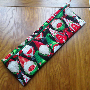 Straw Cutlery Pouch Extra Large, Toothbrush case, Pencil Bag, Crochet Hook Zip Pouch, Chopstick Case Picnic Work Lunch Watermelon Gnome